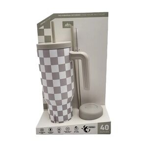 New Hydrapeak Voyager 40oz Steel Tumbler Limited‎ Edition Checkered Cream